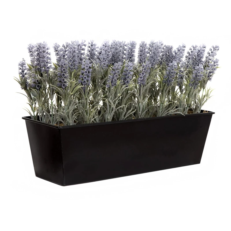 GreenBrokers Lavender Window box Tin Trough Container Planter-45cm, Black, 45cm