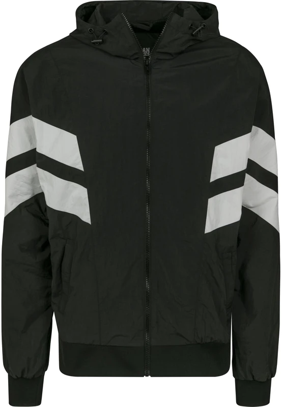 Urban Classics Men's Crinkle Panel Track Jacket Jacket, Black (Blk/Wht 00050), 4XL Plus