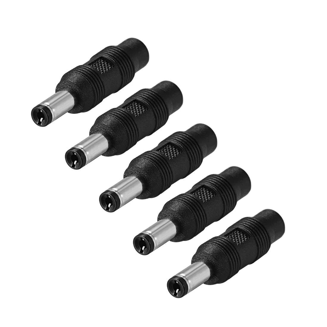sourcing map 5pcs DC Power Connector Adapter 5.5mm x 2.1mm Male Plug to 3.5mm x 1.35mm Female Jack Converter for Laptop CCTV Camera strip lighting Black