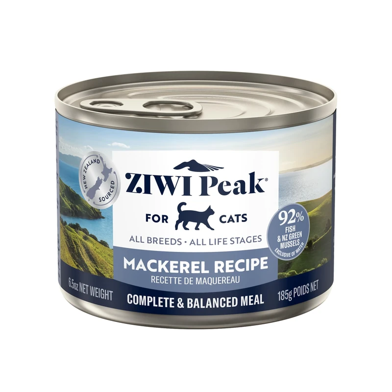 ZIWI Peak Grain Free Cat Food Tins - All Natural High Protein Pate - New Zealand Mackerel Recipe - 12 x 185g Multipack