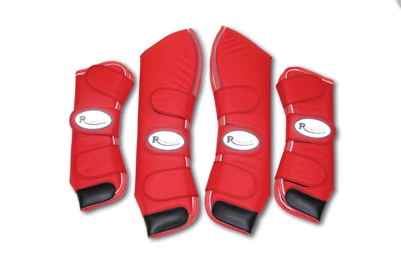 Rhinegold Ripstop Full Length Horse Travel Boots in Red Full, Red - Image 1