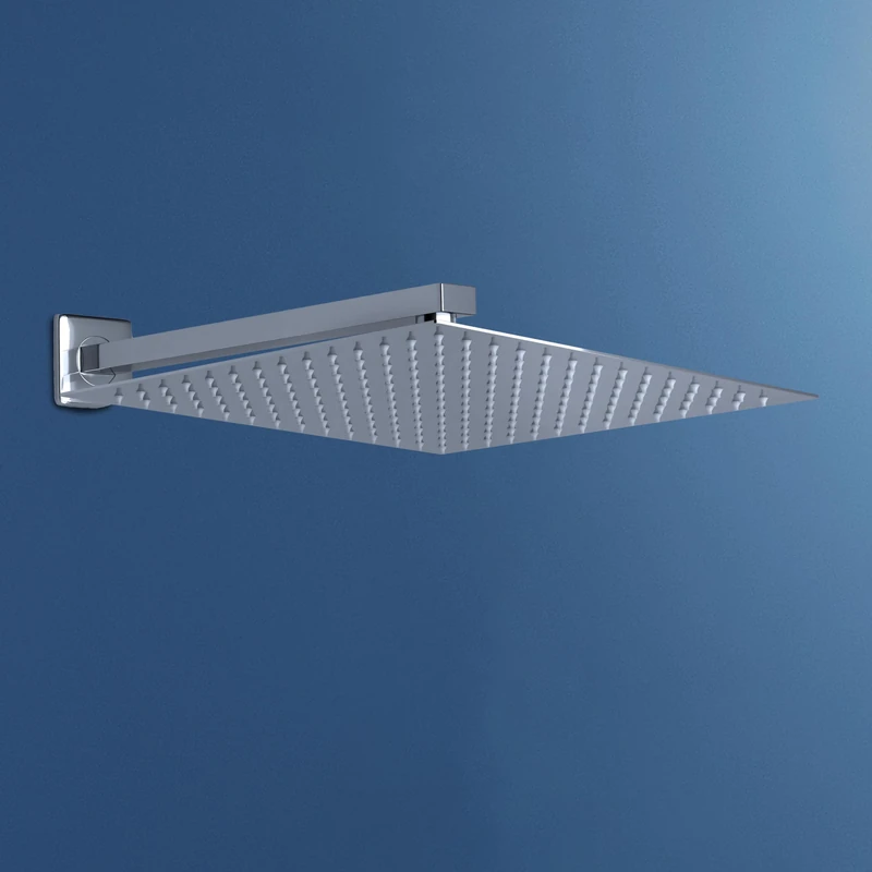 JOHO 304 Stainless Steel Shower Head Set, 12 inch Rainfall Overhead Shower with 37cm Shower Arm Chrome