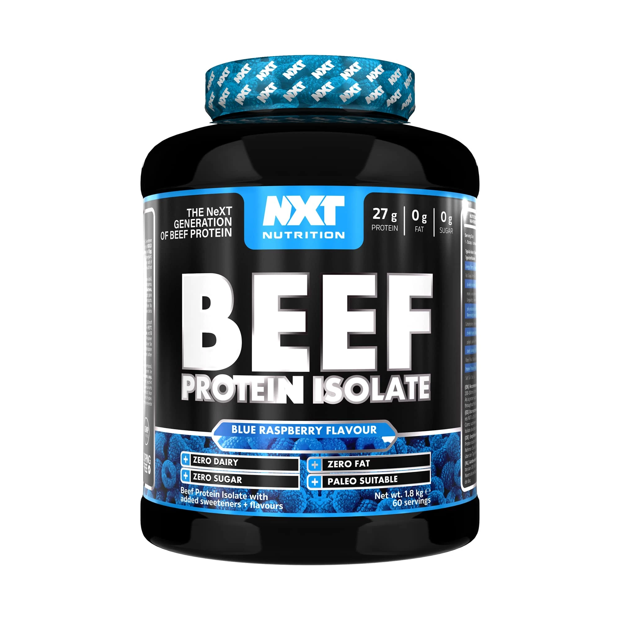 NXT Nutrition Beef Protein Isolate Powder - Protein Powder High in Natural Amino Acids - Paleo, Keto Friendly - Dairy and Gluten Free - Muscle Recovery | 1.8kg (Blue Raspberry)
