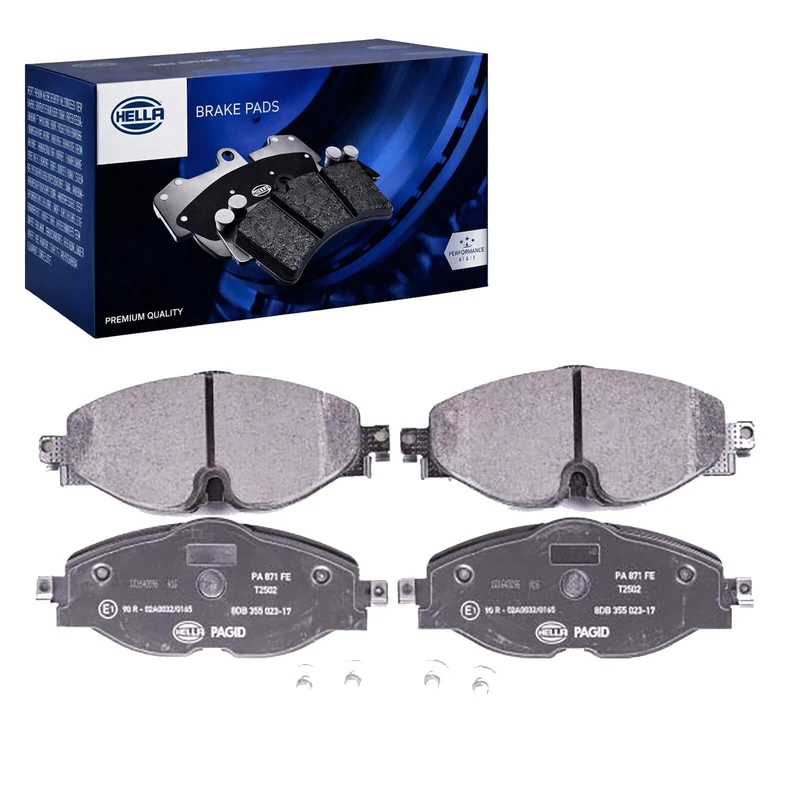 HELLA 8DB 355 023-171 Brake pad set - prepared for wear indicator - T2502 - for e.g. AUDI / SKODA / VOLKSWAGEN