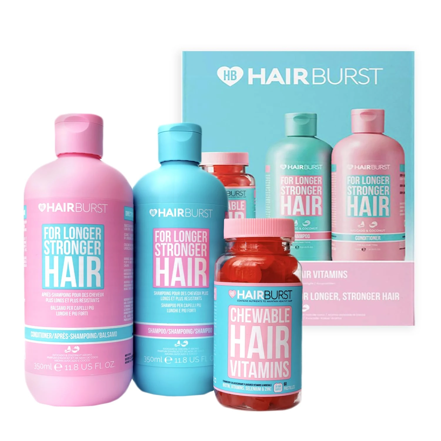HAIR BURST Biotin Gummies and Shampoo & Conditioner Set for Hair Growth - Chewable Vitamins to Reduce Breakage and Promote Healthier Hair - Thickening Treatment for All Hair Types