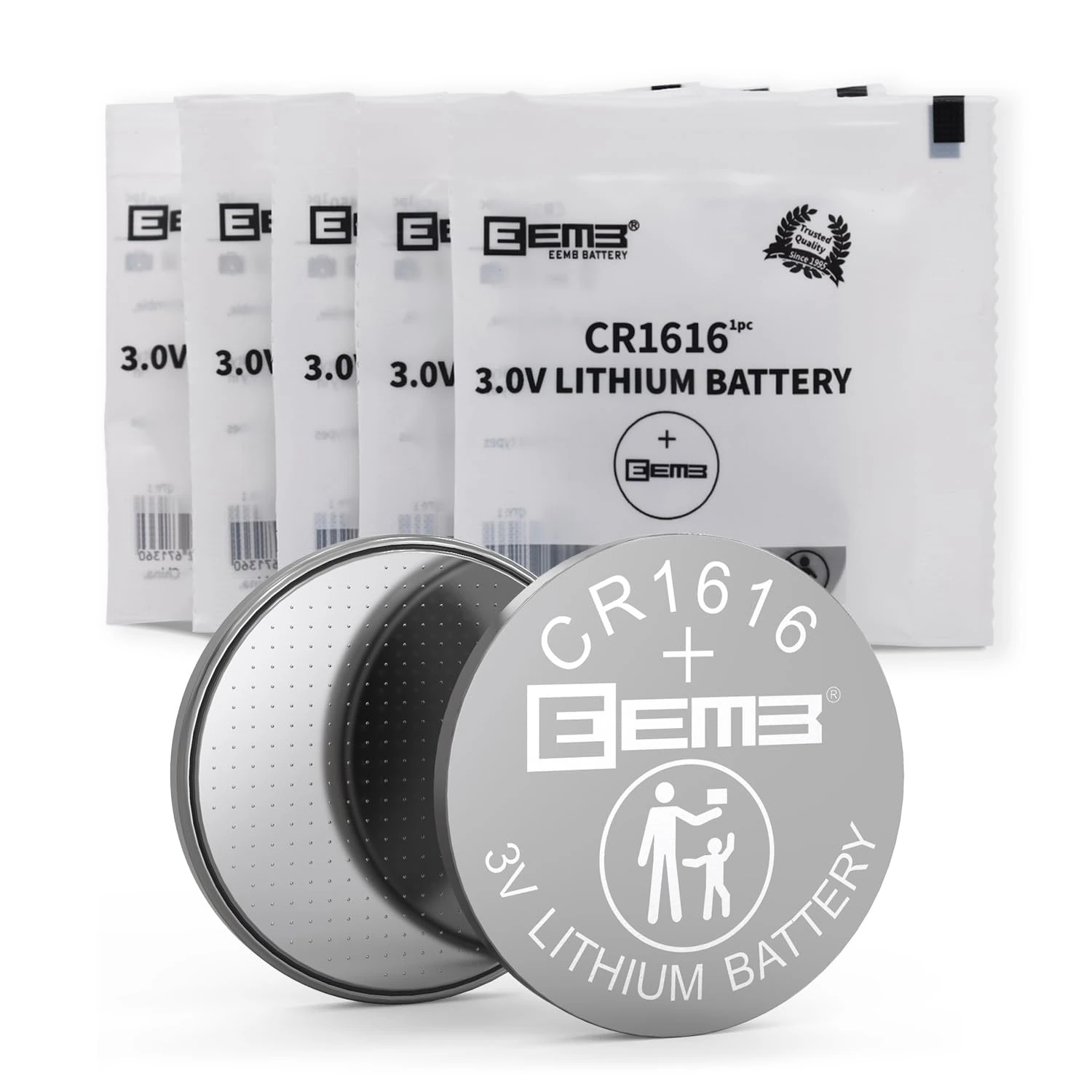 EEMB 5 PACK CR1616 Battery 3V Lithium Battery Button Coin Cell Batteries 1616 Battery DL1616 ECR1616 for Remote Control, Watch, Calculator, Thermometer, Mobile Game