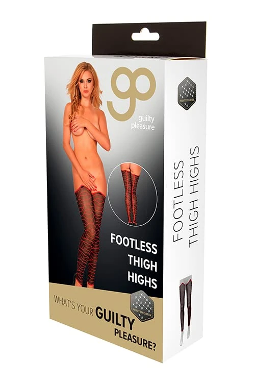 Guilty Pleasure Fetish Wear Printed Footless Thigh Highs Black XL