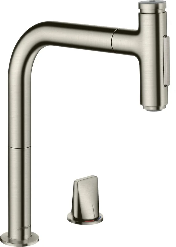 hansgrohe M7120-H200 2-Hole Kitchen Tap, Hose Box, Selectable Swivel Range, Pull-Out Spray
