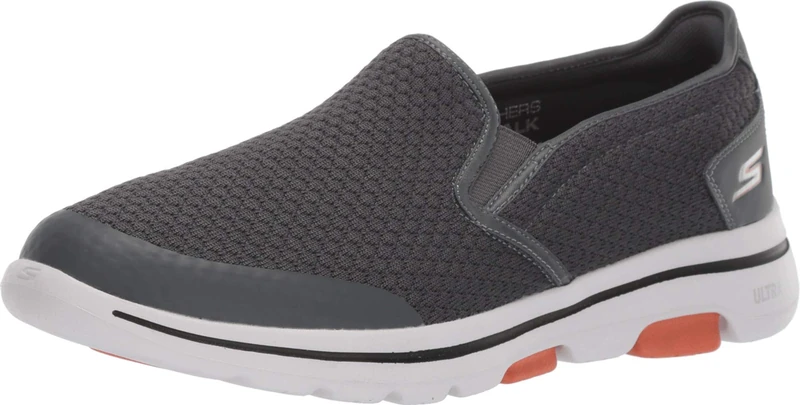 Skechers Men's GO Walk 5 APPRIZE Slip On Trainers, Charcoal Textile/Synthetic/White Trim, 10.5 UK