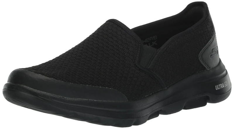 Skechers Men's GO Walk 5 APPRIZE Slip On Trainers, Black Textile/Synthetic/Black Trim, 9.5 UK