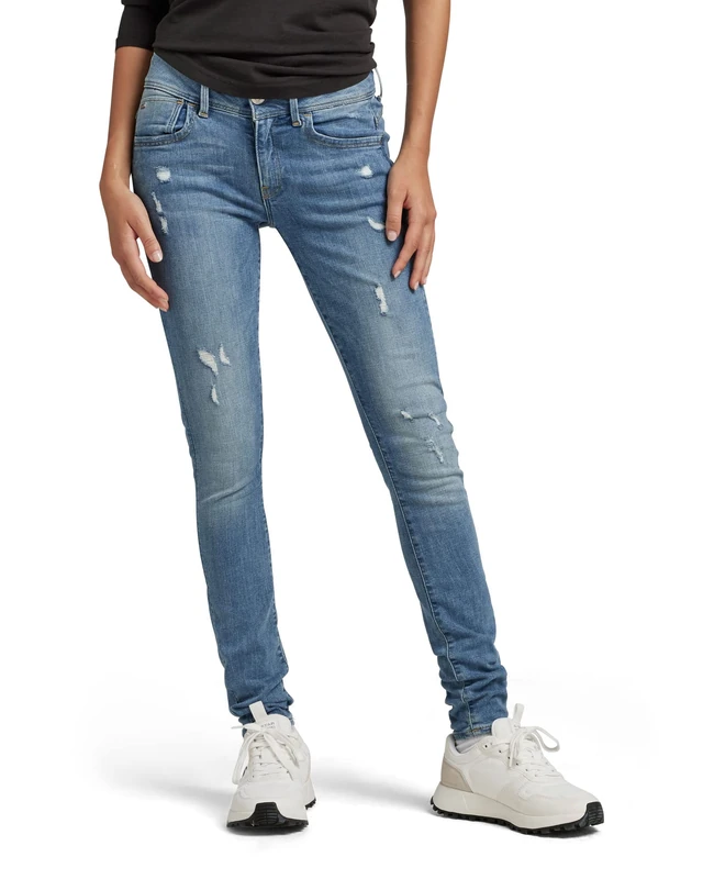 G-Star Women's Lynn D-Mid Waist Super Skinny Jeans, Blue (lt aged destroy D06333-9136-1243), 24W / 30L