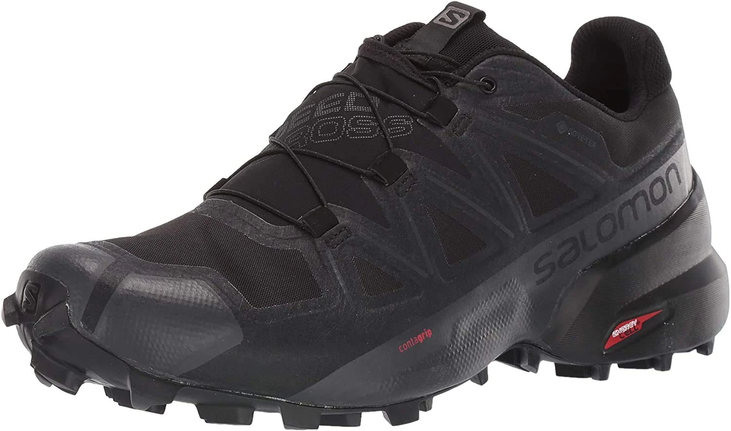 Salomon Speedcross 5 Gore-Tex Men's Trail Running Shoes, Weather protection, Aggressive grip, and Precise fit, Black, 7