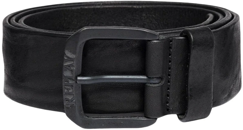 Replay men's leather belt, black (Black 098), 85 cm