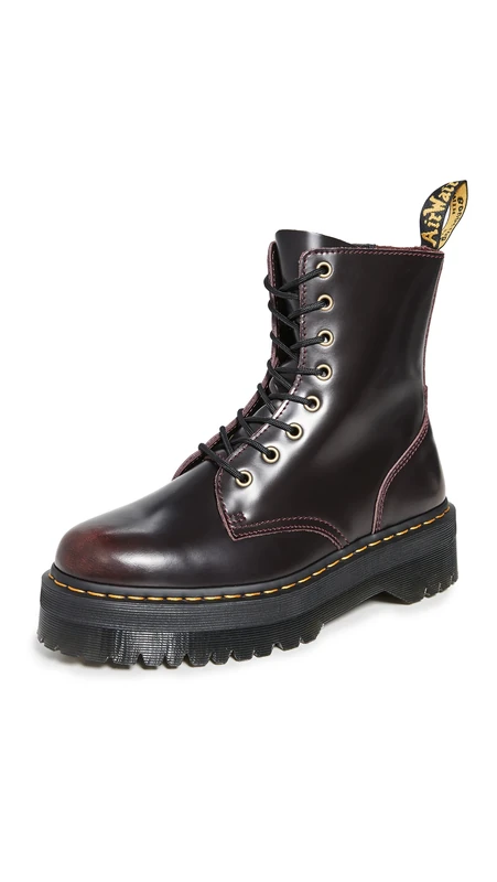 Dr. Martens Women's Jadon Arcadia Platform Leather Lace Up Boot Cherry Red-Cherry-5