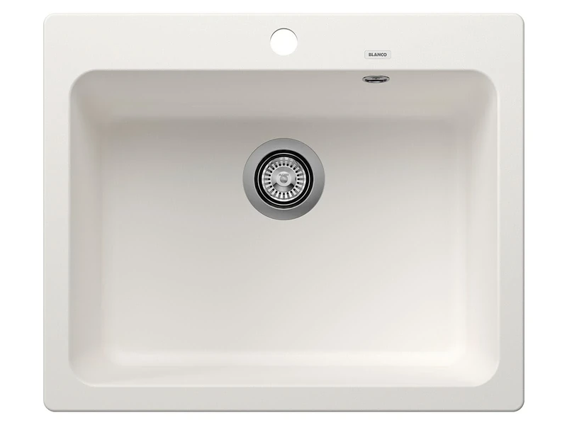 BLANCO NAYA 6 | SILGRANIT Sink in White | Installation Type: Inset Installation from Above | for 60 cm Wide Base cabinets | Spacious Bowl Volume | Easy-Care Surface | [61.5x51x21.2 cm]