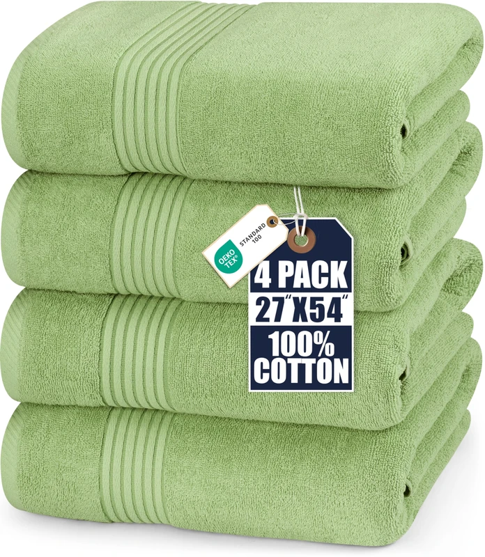Utopia Towels 700 GSM Cotton 27-Inch-by-54-Inch Bath Towel Set, Set of 4, Sage Green