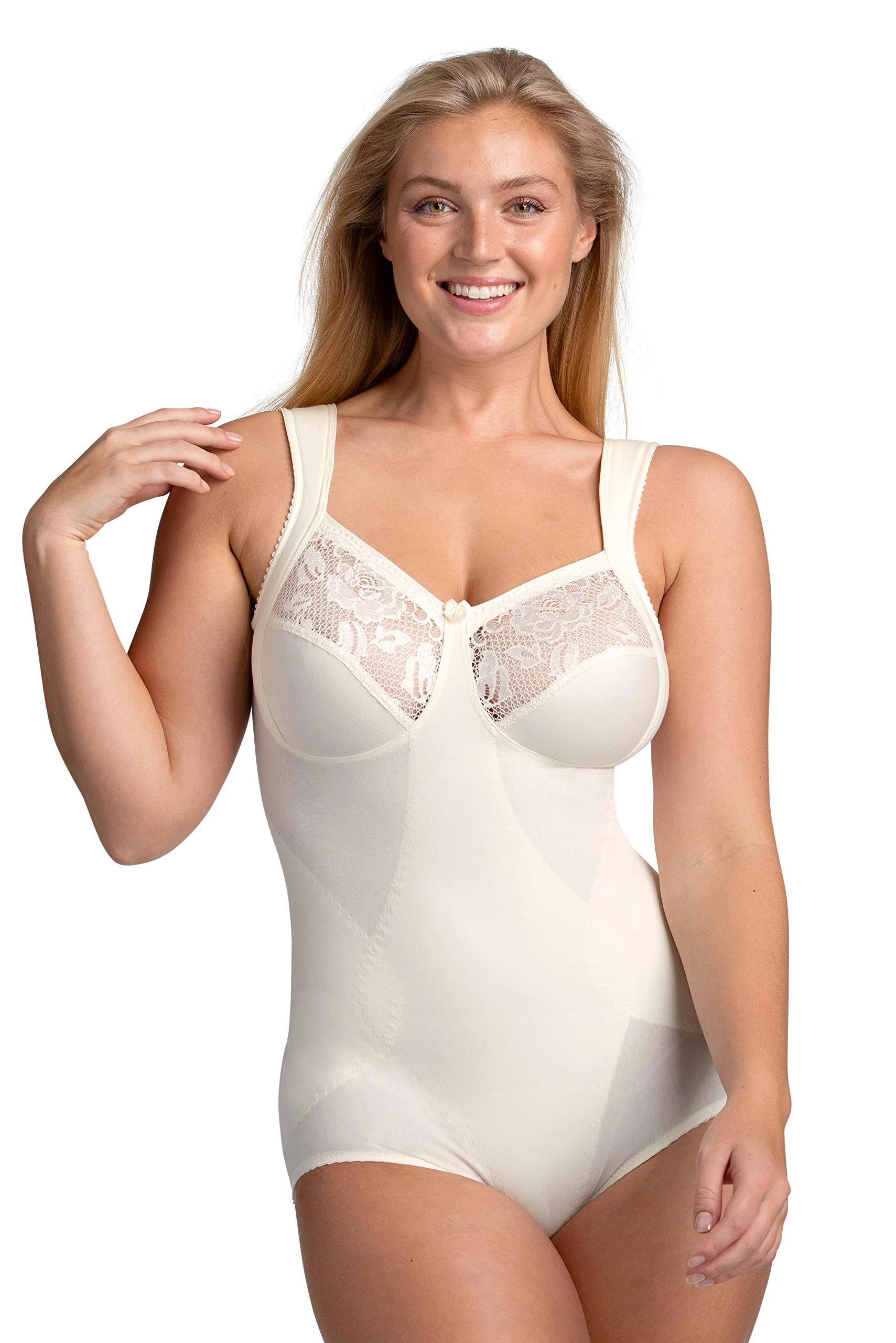 Miss Mary of Sweden Lovely Lace Shaping Womens Non-Wired Cotton Body 46E Champagne