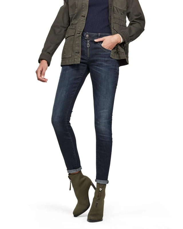 G-Star Women's Lynn Zipper Mid Waist Skinny Jeans, Multicolour (vintage dk aged cobler D12372-8968-A171), 23W / 30L
