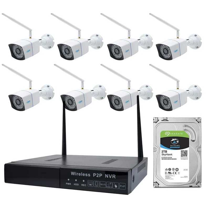 PNI House WiFi550 NVR video surveillance kit and 8 wireless, 1.0MP and 2Tb included
