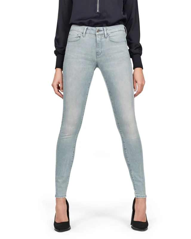 G-Star Women's 3301 Mid Waist Skinny Jeans, Blue (medium aged D05700-9882-071), 27W / 32L