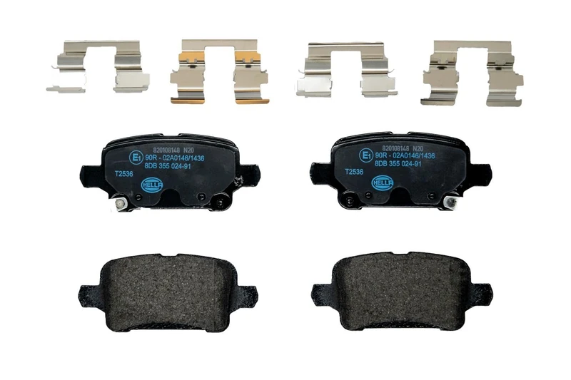 HELLA 8DB 355 024-911 Brake pad set - with acoustic wear warning - T2536 - for e.g. CHEVROLET / HOLDEN / OPEL / VAUXHALL