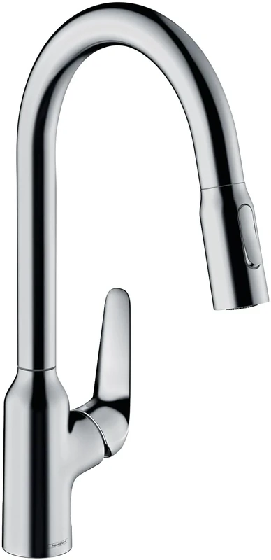 hansgrohe 71820000 M4216-H220 Kitchen Tap, 360° Swivel Range, Pull-Out Spray, Chrome, Spout height 22 cm