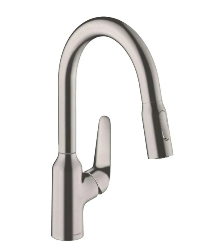 hansgrohe 71801800 M429-H180 Kitchen Tap, 360° Swivel Range, Pull-Out Spray, Stainless Steel, Spout height 18 cm