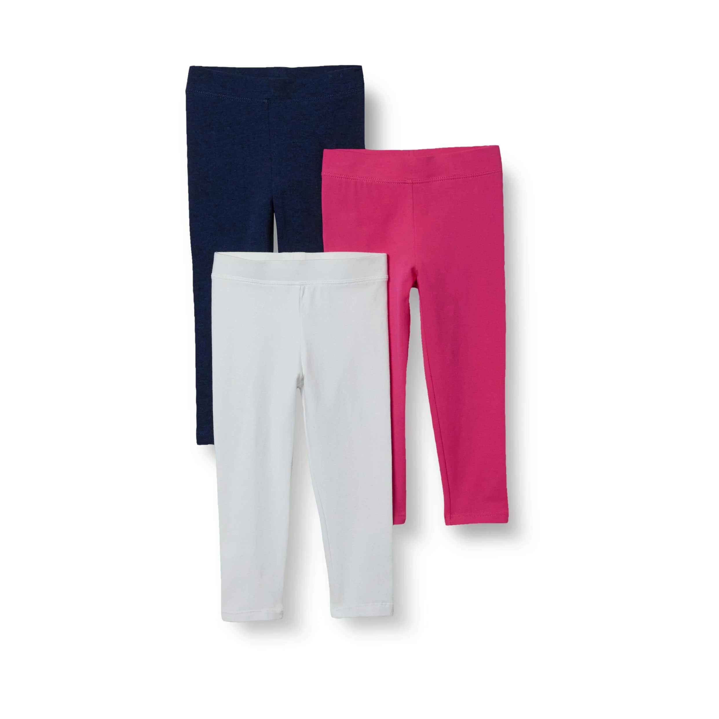 Amazon Essentials Girls' Leggings, Pack of 3, Navy Heather/Raspberry/White, 6-7 Years