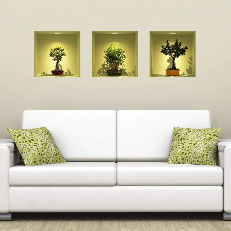 Ambiance Sticker col-3d-bonsai05_30x90 Wall Sticker Vinyl, Multi-Colour, 30 x 90 cm