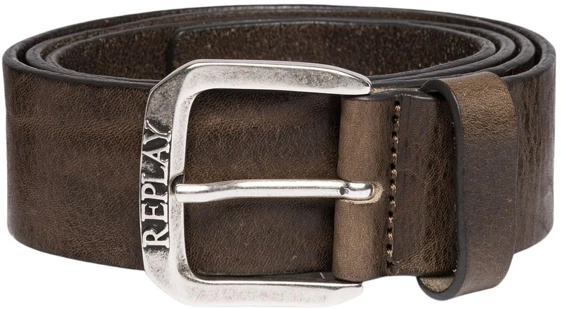 Replay men's leather belt, brown (Faded Gray Mud 035), 85 cm