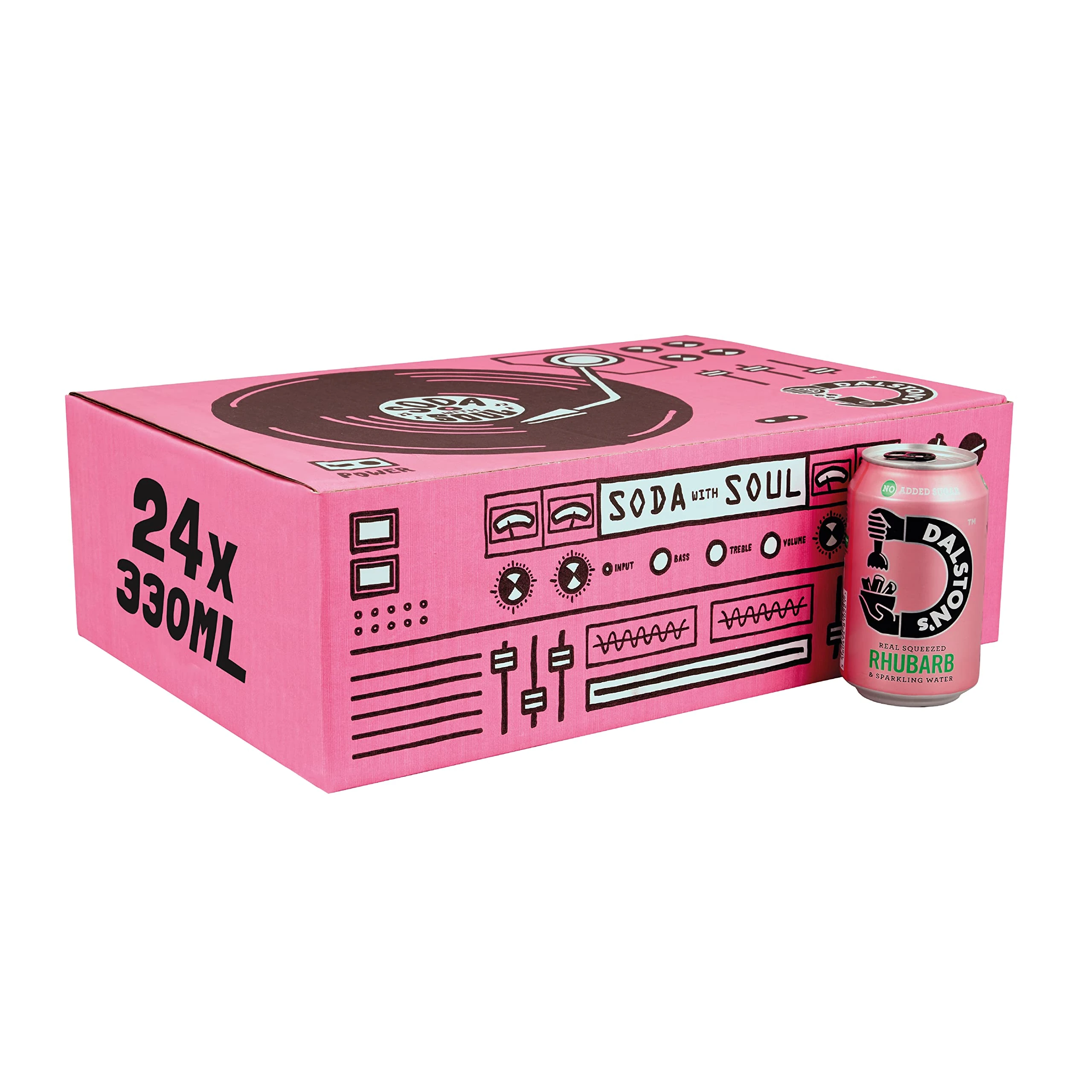 Dalston's Sparkling Rhubarb Soda (24 x 330ml) - Real Squeezed Rhubarb & Sparkling Water - 40 Kcal - No Added Sugar - No Artificial Sweeteners - Healthy Alternative - Low Calorie - Vegan