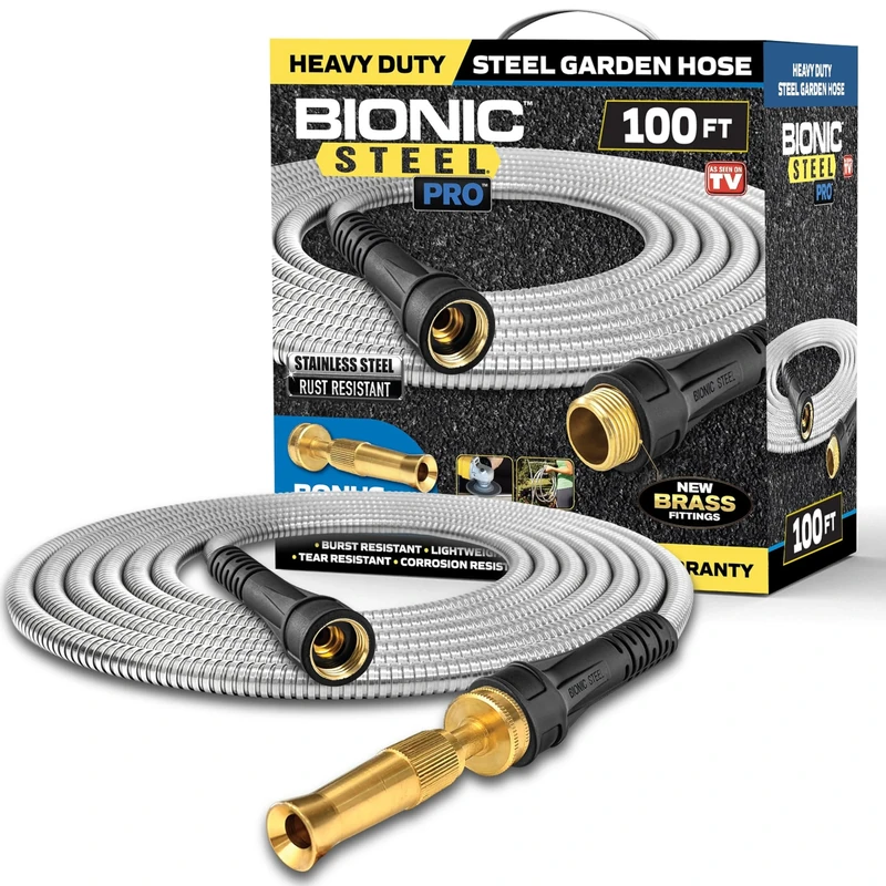 BIONIC STEEL PRO Garden Hose - 304 Metal 100 Foot Garden Hose 100' Stainless Steel