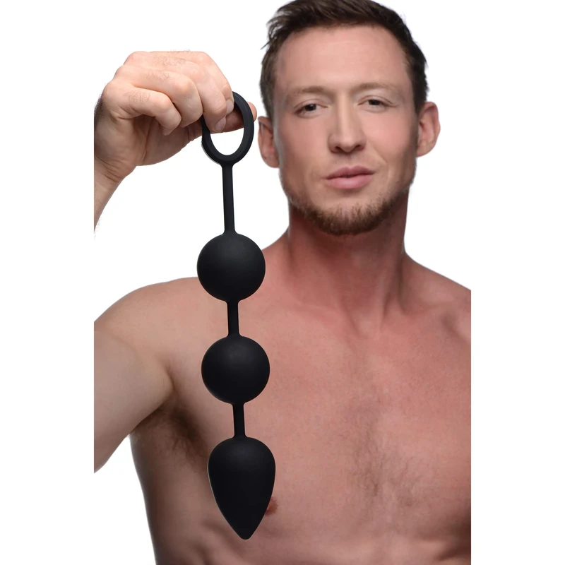 XR Brands Tom of Finland Weighted Anal Ball Beads, Black