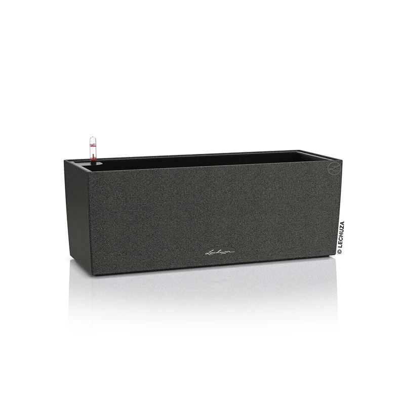 Lechuza BALCONERA Stone 50 Self Watering Planter Plastic Indoor/Outdoor Flower Plant Pot Table and Window Box with Drainage HoleH19 L50 W19 cm Graphite Black