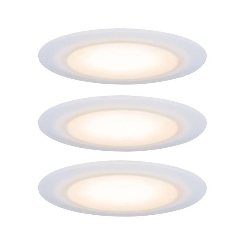 Paulmann 99942 Premium Suon LED recessed luminaire Set of 3 Round incl. 3x6.5W IP44 dim recessed Spotlight Satin, White Cabinet Light Plastic 2000K