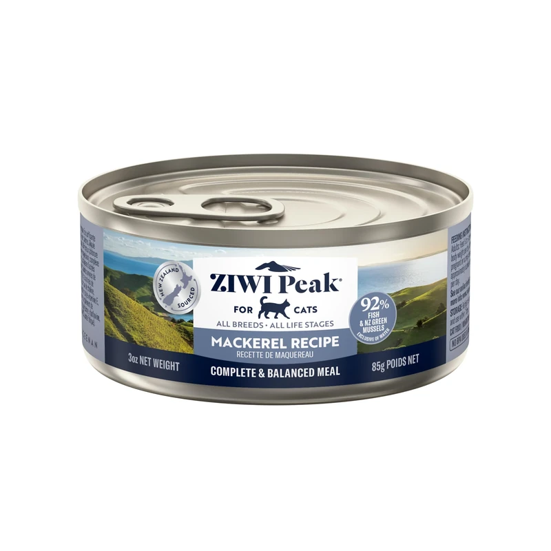 ZIWI Peak Grain Free Cat Food Tins - All Natural High Protein Pate - New Zealand Mackerel Recipe - 24 x 85g Multipack