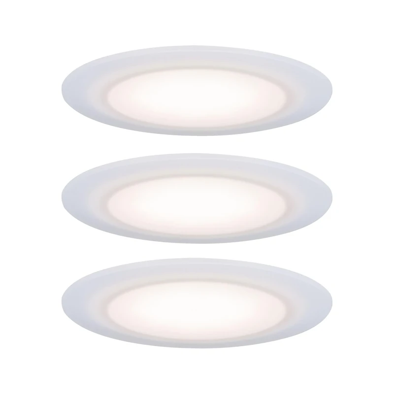 Paulmann 99940 Premium Suon LED recessed luminaire Set of 3 Round incl. 3x6.5W IP44 dim recessed Spotlight Satin, White Cabinet Light Plastic 2700K