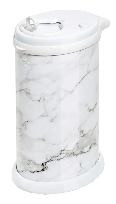 Ubbi Stainless Steel Nappy Bin, Odour Locking, No Special Bag Required, Award-Winning Diaper Pail, Cassette Free Disposal System, Marble