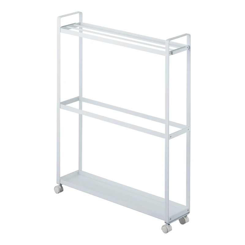 Yamazaki Home Towel Rack and Bath Cart - Rolling Bathroom Storage Organizer Steel One Size White