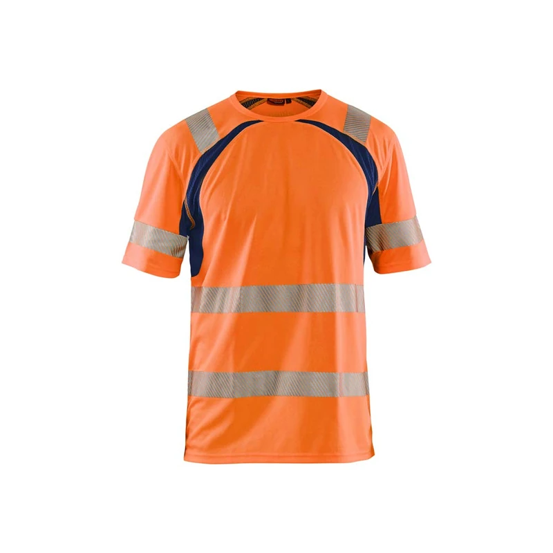 Blaklader 339710135389L UV High Vis T-Shirt, High Vis Orange/Navy Blue, Size L