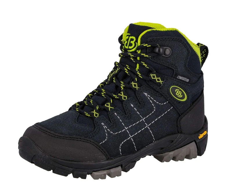 Brütting Unisex Kids’ Mount Shasta Kids Hi High Rise Hiking Shoes, Blue (Navy/Lemon), 5 UK