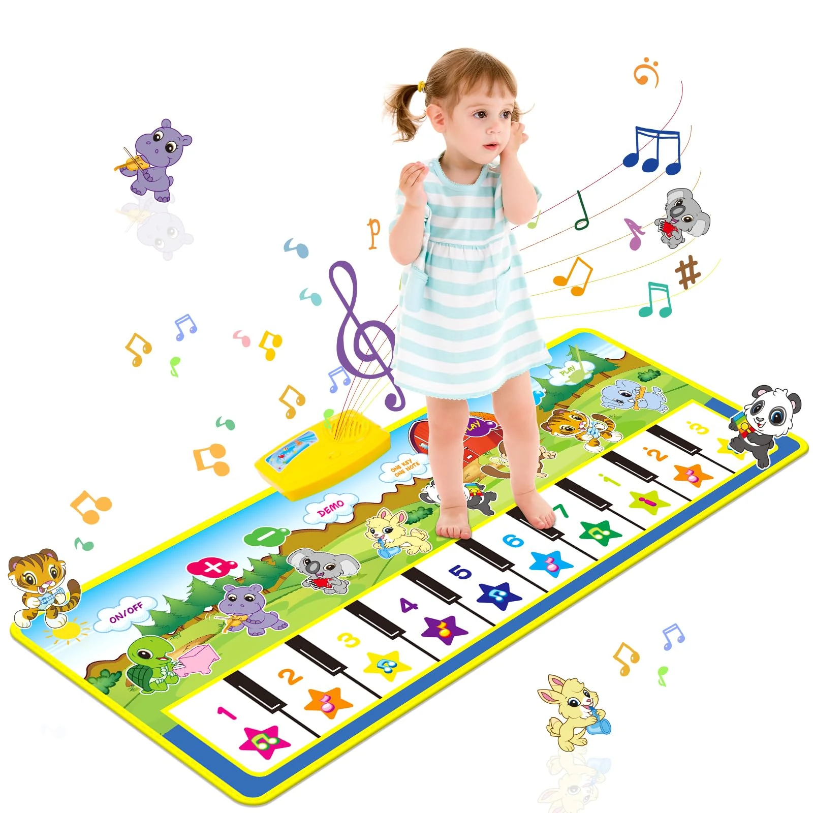 m zimoon Kids Piano Mat, Piano Music Mat Dance Mats Touch Play Mats Floor Keyboard Musical Carpet Mat Gift Toys for 1 2 3 4 5 Years Old Kids Boys Girls Toddlers (100 × 36 cm)