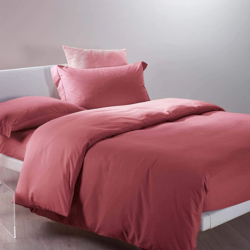 Caleffi - Duvet Cover Set Modern 100% Polyester Solid Color Single Coral - Image 1