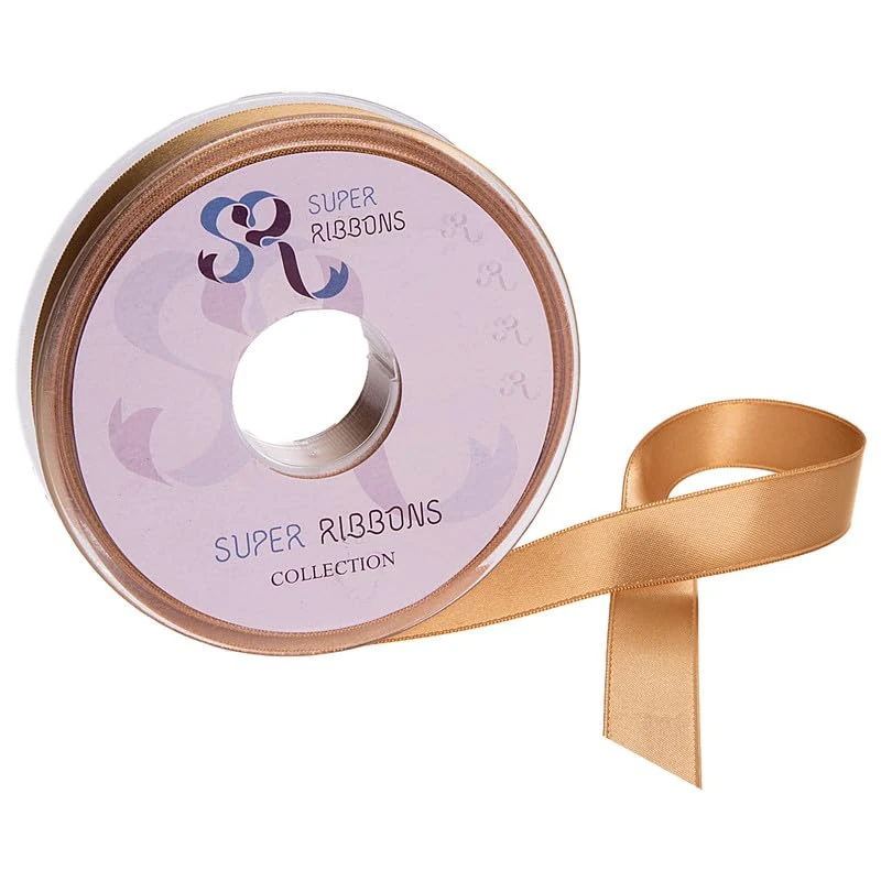 SR SUPER RIBBONS®™ Satin Ribbons Gift Wrapping, Party Decoration, Wedding car, Christmas, Balloons, Hair, Cake, Presents, Wedding Bouquet (Bronze 6mm x 20m)