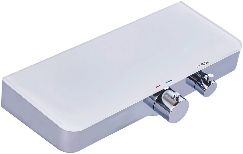 SCHÜTTE Ocean 60535 Thermostatic Shower Mixer Set Anti-Scald at 38 Degrees Single Lever Shower Mixer Tap with Safety Glass Shelf White