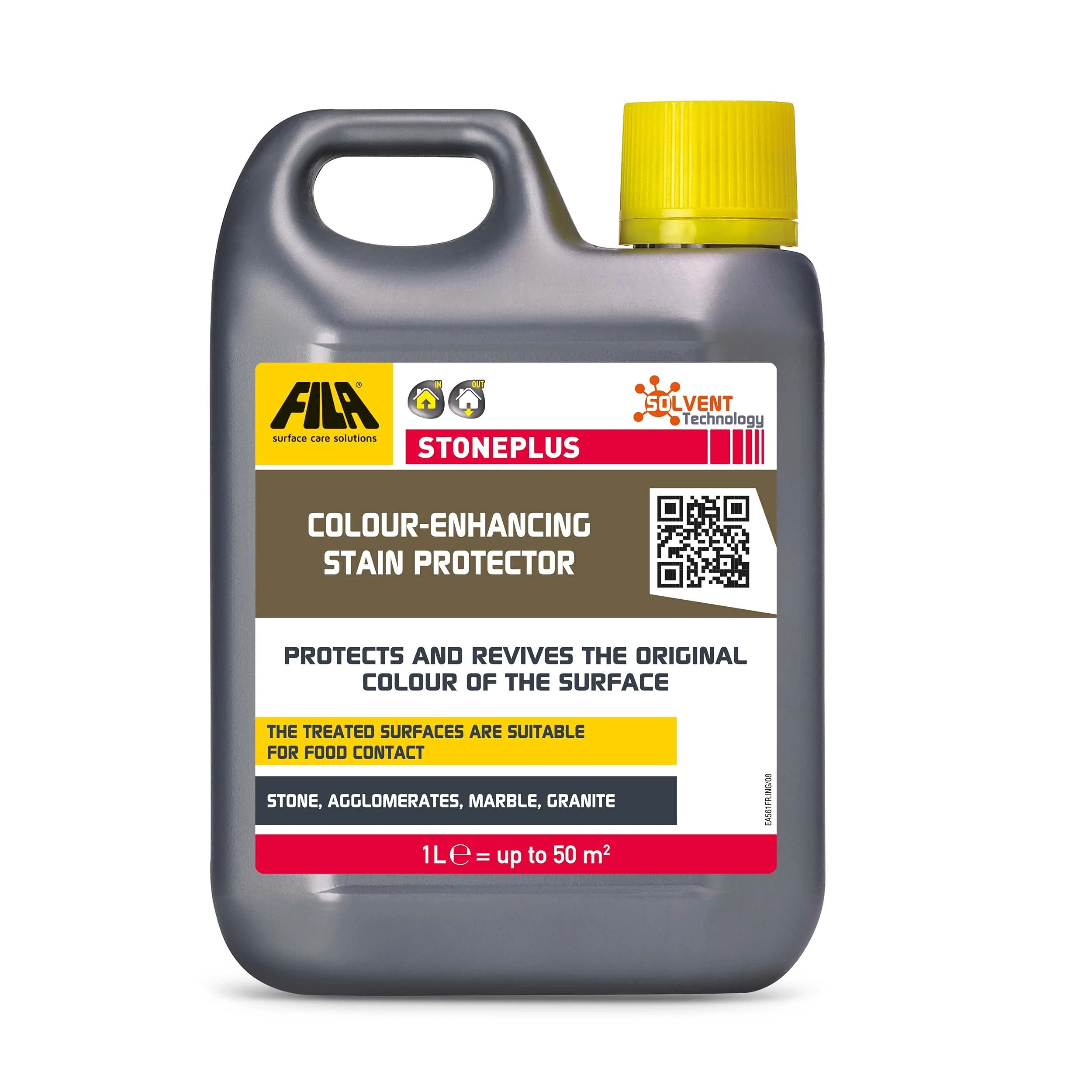 FILA Surface Care Solutions STONEPLUS Colour Enhancer Stone Sealer Outdoor, Impregnator for Natural Stone: Travertine, Granite etc. Matte Finish Patio Sealer, 1L - Packaging May Vary