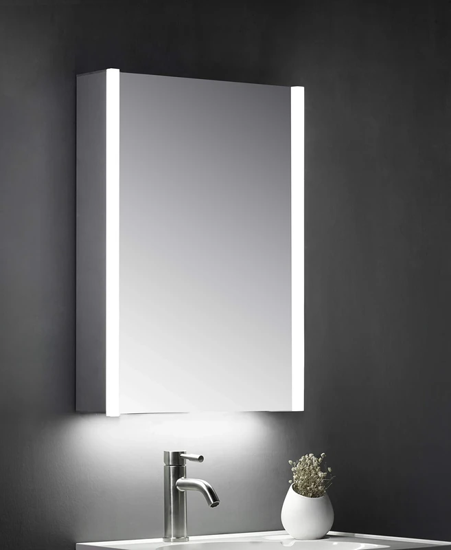 Keenware KBM-101 LED Bathroom Mirror Cabinet with Shaver Socket; 500x700mm , Grey