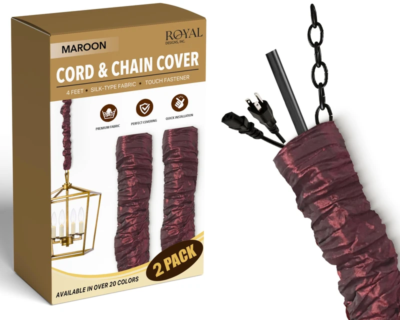 Royal Designs, Inc CC-7-MA-2 Fabric Cord Cord & Chain Covers, 4 ft, Maroon-2 Pack - Image 1