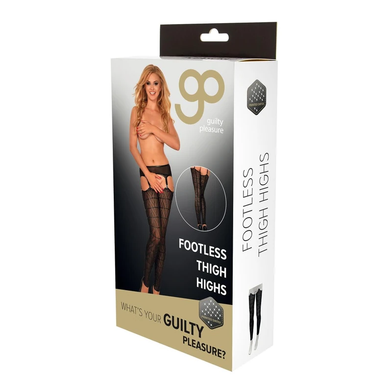 Guilty Pleasure Fetish Wear Printed Datex Footless Thighhighs Black XL