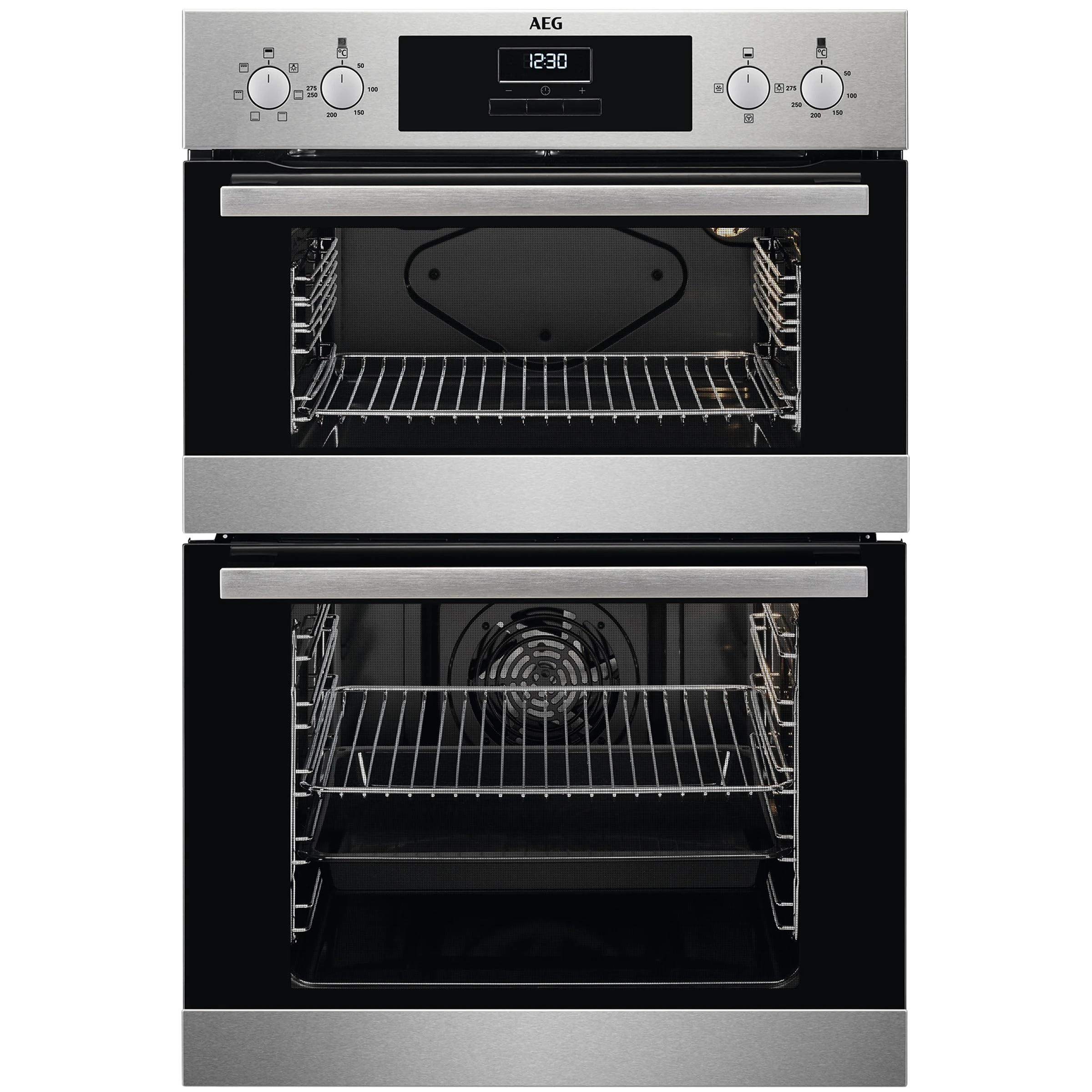 AEG 6000 Built In Electric Double Oven DEB331010M, Multilevel Cooking, 66L Main Capacity, 875x560x550 mm, Enamel Cleaning, LED Display, Stainless Steel